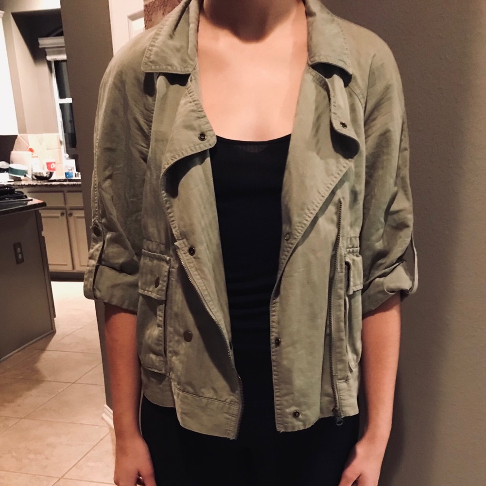 NWOT Loft light moss green linen jacket, Size: M